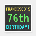 [ Thumbnail: Fun Vintage/Retro Video Game Look 76th Birthday Paper Napkin ]