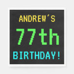[ Thumbnail: Fun Vintage/Retro Video Game Look 77th Birthday Paper Napkin ]