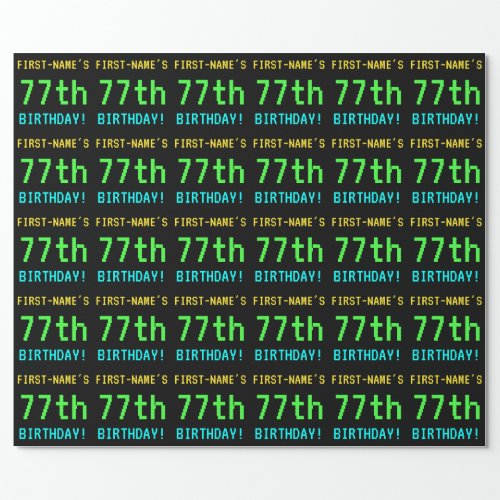 Fun VintageRetro Video Game Look 77th Birthday Wrapping Paper