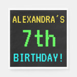[ Thumbnail: Fun Vintage/Retro Video Game Look 7th Birthday Napkin ]