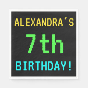 Fun Vintage/Retro Video Game Look 7th Birthday Napkins