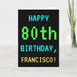 [ Thumbnail: Fun Vintage/Retro Video Game Look 80th Birthday Card ]