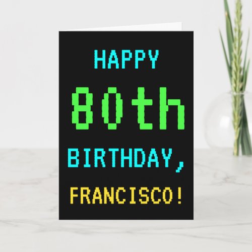 Fun VintageRetro Video Game Look 80th Birthday Card