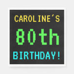 [ Thumbnail: Fun Vintage/Retro Video Game Look 80th Birthday Napkin ]