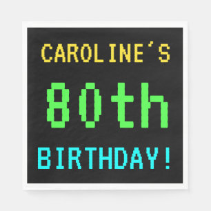 Fun Vintage/Retro Video Game Look 80th Birthday Napkins