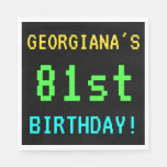 [ Thumbnail: Fun Vintage/Retro Video Game Look 81st Birthday Napkin ]