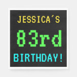 [ Thumbnail: Fun Vintage/Retro Video Game Look 83rd Birthday Paper Napkin ]