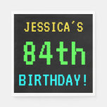 [ Thumbnail: Fun Vintage/Retro Video Game Look 84th Birthday Paper Napkin ]