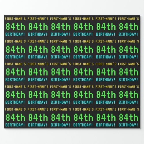 Fun VintageRetro Video Game Look 84th Birthday Wrapping Paper