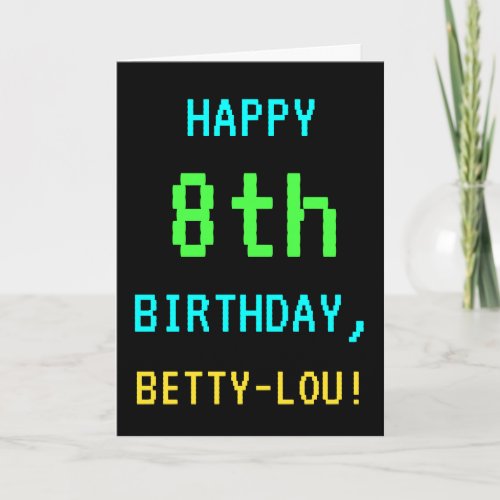 Fun VintageRetro Video Game Look 8th Birthday Card