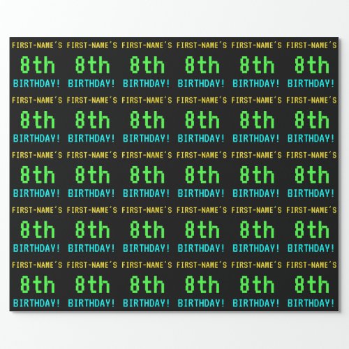 Fun VintageRetro Video Game Look 8th Birthday Wrapping Paper