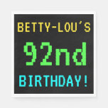 [ Thumbnail: Fun Vintage/Retro Video Game Look 92nd Birthday Napkin ]