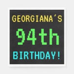 [ Thumbnail: Fun Vintage/Retro Video Game Look 94th Birthday Paper Napkin ]