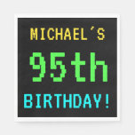 [ Thumbnail: Fun Vintage/Retro Video Game Look 95th Birthday Napkins ]