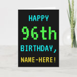 [ Thumbnail: Fun Vintage/Retro Video Game Look 96th Birthday Card ]