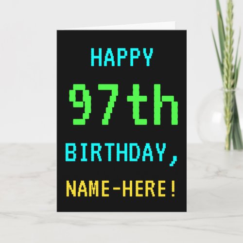 Fun VintageRetro Video Game Look 97th Birthday Card