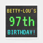 [ Thumbnail: Fun Vintage/Retro Video Game Look 97th Birthday Paper Napkin ]