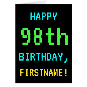 Fun Vintage/Retro Video Game Look 98th Birthday Cards