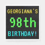 [ Thumbnail: Fun Vintage/Retro Video Game Look 98th Birthday Paper Napkin ]
