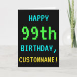 [ Thumbnail: Fun Vintage/Retro Video Game Look 99th Birthday Card ]