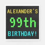 [ Thumbnail: Fun Vintage/Retro Video Game Look 99th Birthday Paper Napkin ]
