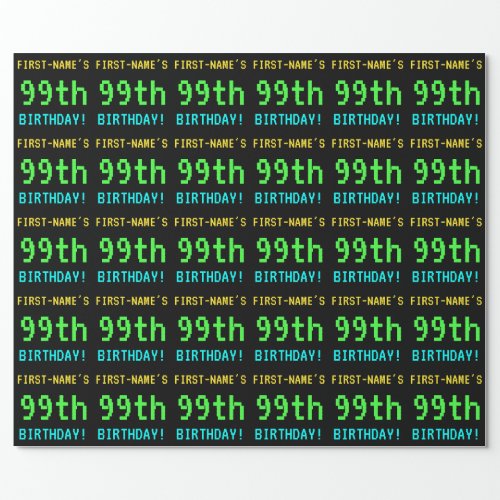 Fun VintageRetro Video Game Look 99th Birthday Wrapping Paper