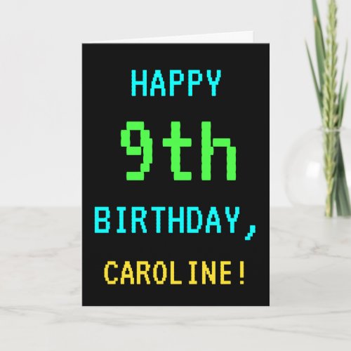 Fun VintageRetro Video Game Look 9th Birthday Card