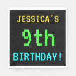 [ Thumbnail: Fun Vintage/Retro Video Game Look 9th Birthday Napkin ]