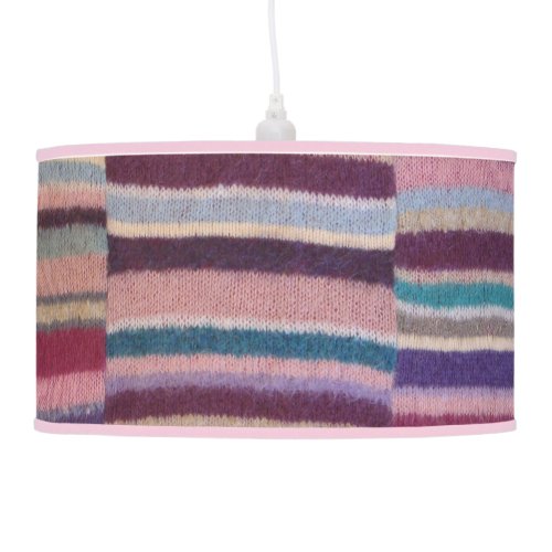 fun vintage style colorful knitted striped pendant lamp