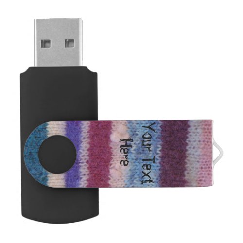 fun vintage style colorful knitted striped USB flash drive