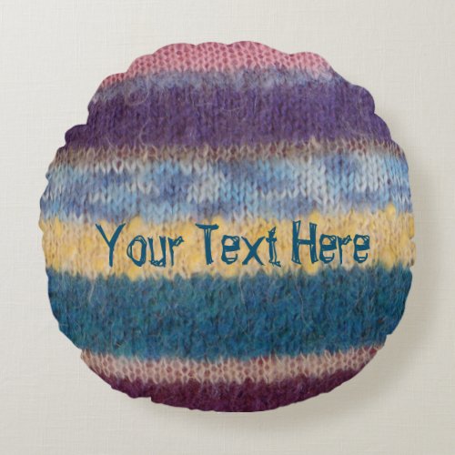 fun vintage style colorful knitted stripes  round pillow