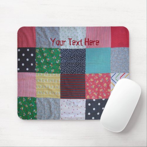 fun vintage style fabric colorful patchwork mouse pad