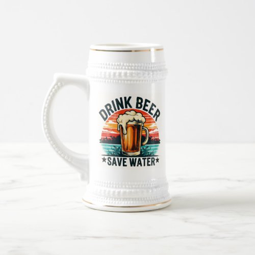 Fun Vintage Sunset Beer Beer Stein