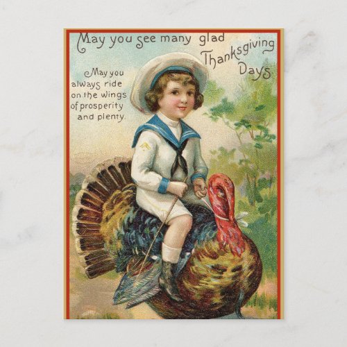 Fun Vintage Thanksgiving Turkey Friendsgiving Holiday Postcard
