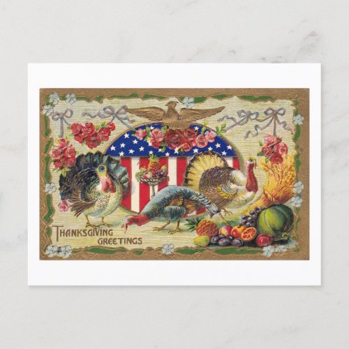 Fun Vintage Thanksgiving Turkey Friendsgiving Holiday Postcard