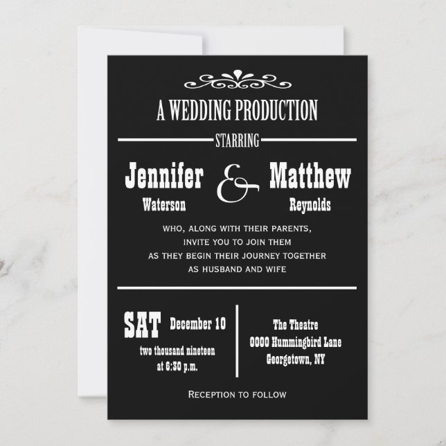 Fun Vintage Theatre Wedding Invitations (Front)