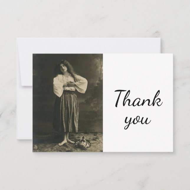 Fun Vintage Woman Hair Clothes   Thank You Card (Front)