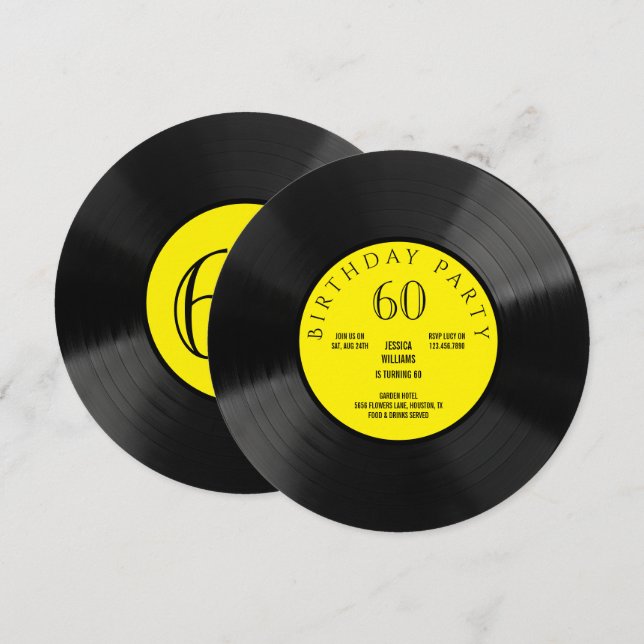 Fun Vinyl LP Birthday Party Invitation (Front/Back)