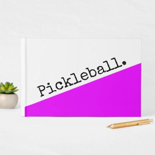 Fun Vivid Pink Slant Wedge Retro Pickleball Text Guest Book