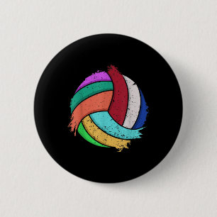 Fun Volleyball Art For Boys Girls Women Volleyball Button