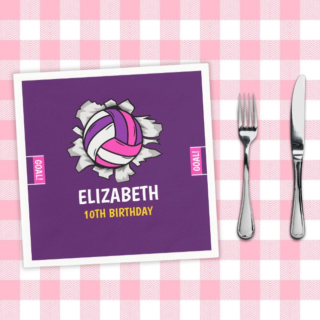 Fun Volleyball Birthday Girl Napkins (Creator Uploaded)