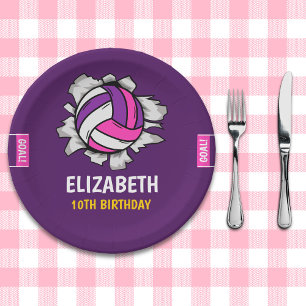 Fun Volleyball Birthday Girl Paper Plates