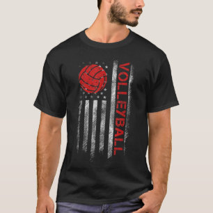 Fun Volleyball Design For Men Women USA Patriotic  T-Shirt
