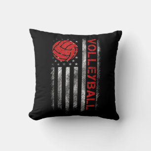 Fun Volleyball Design For Men Women USA Patriotic Throw Pillow