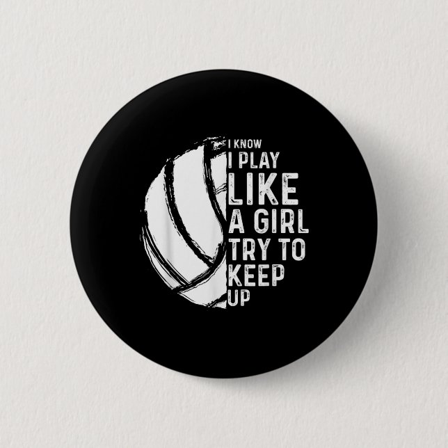 Fun Volleyball Design Girls Women Youth Teen Sport Button (Front)