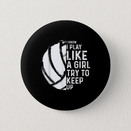 Fun Volleyball Design Girls Women Youth Teen Sport Button