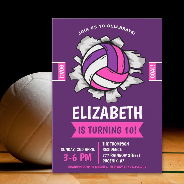 Fun Volleyball Girl Birthday Invitation (Creator Uploaded)
