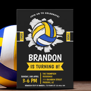 Fun Volleyball Kids Birthday Invitation