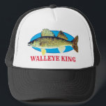 Fun "Walleye King" Trucker Hat<br><div class="desc">This fishing hat featuring a walleye pike is fit for the "King of Walleyes."</div>