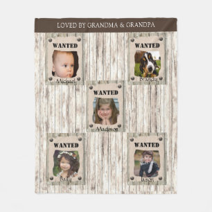 Fun Wanted Poster Grandma & Grandpa Photo Fleece Blanket